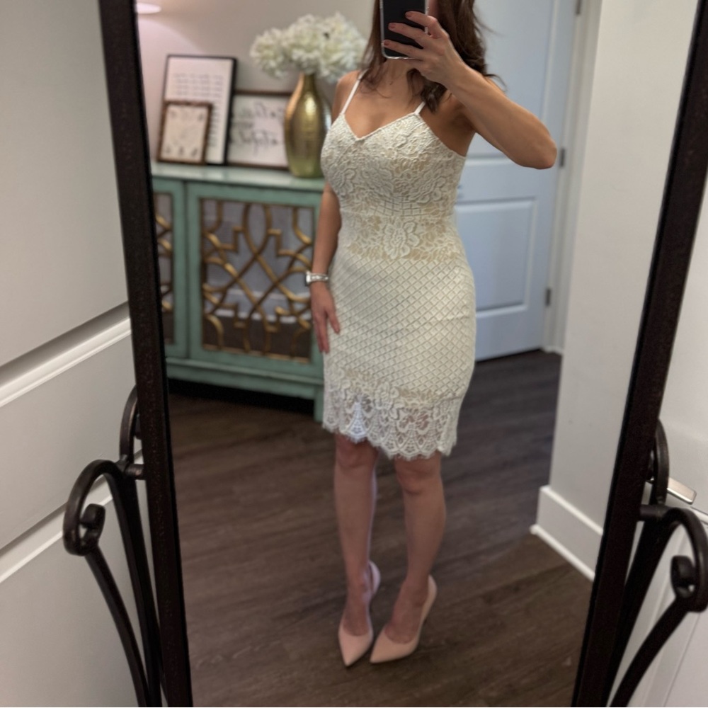 Lulus Small Short white lace dress